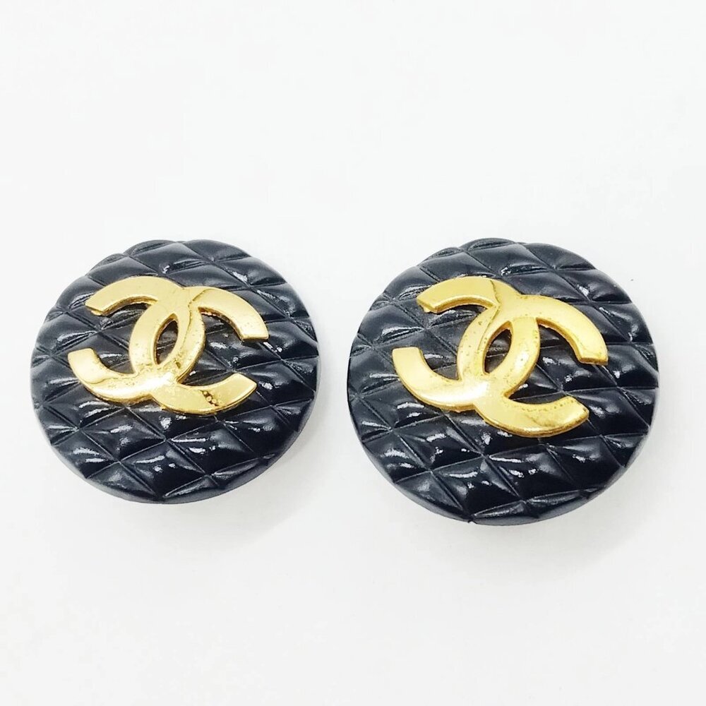Chanel Earring Black Gold 2 3 550-060425